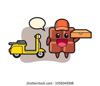 Character illustration of chocolate bar as a pizza deliveryman, cute style design for t shirt, sticker, logo element