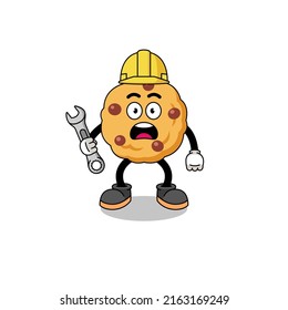 Ilustración de caracteres de la cookie de chip de chocolate con error de 404 , diseño de caracteres