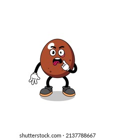 Character Illustration of chocolate egg with tongue sticking out , character design