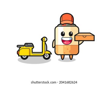 Character Illustration of cigarette as a pizza deliveryman , cute design