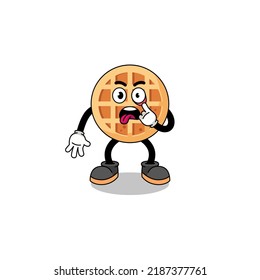 Character Illustration of circle waffle with tongue sticking out , character design