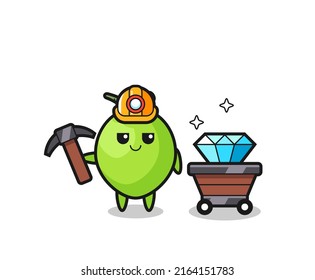 Character Illustration of coconut as a miner , cute style design for t shirt, sticker, logo element