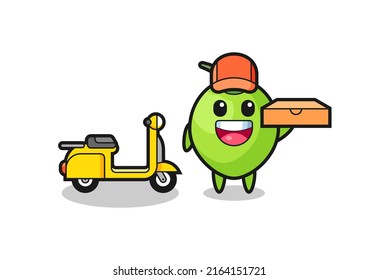 Character Illustration of coconut as a pizza deliveryman , cute style design for t shirt, sticker, logo element