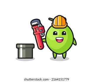 Character Illustration of coconut as a plumber , cute style design for t shirt, sticker, logo element