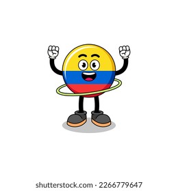 Character Illustration of colombia flag playing hula hoop , character design