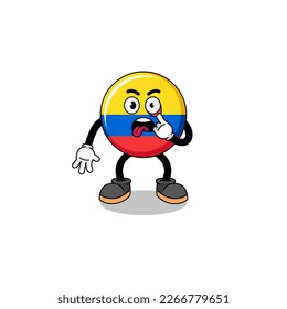 Character Illustration of colombia flag with tongue sticking out , character design