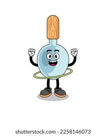 Character Illustration of cooking spoon playing hula hoop , character design