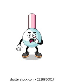 Character Illustration of cotton bud with tongue sticking out , character design