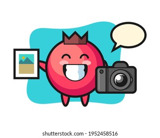 Character illustration of cranberry as a photographer, cute style design for t shirt, sticker, logo element