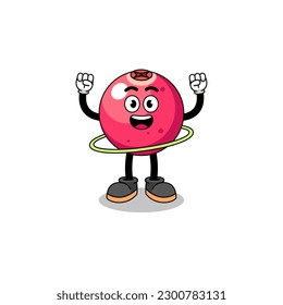 Character Illustration of cranberry playing hula hoop , character design
