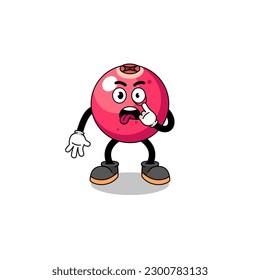 Character Illustration of cranberry with tongue sticking out , character design