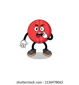 Character Illustration of cricket ball with tongue sticking out , character design