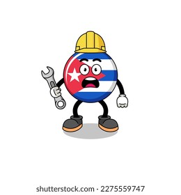 Ilustración de caracteres de la bandera cuba con error de 404 , diseño de caracteres