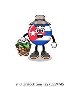 Character Illustration of cuba flag as a herbalist , character design