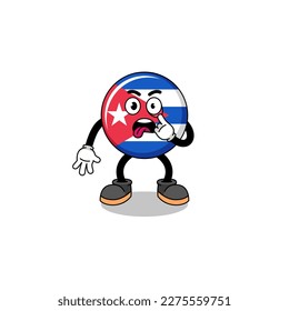 Character Illustration of cuba flag with tongue sticking out , character design