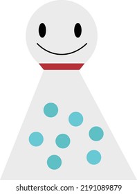 Character illustration of the cute paper doll to which children pray for fine weather to display near the window on a rainy day