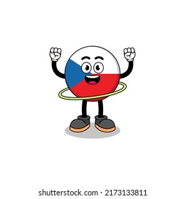 Character Illustration of czech republic playing hula hoop , character design