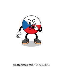 Character Illustration of czech republic with tongue sticking out , character design