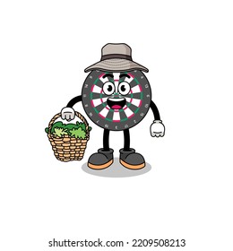Character Illustration of dart board as a herbalist , character design