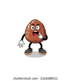 Character Illustration of date fruit with tongue sticking out , character design