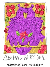 Character illustration with decorative owl