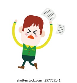 Character illustration design. Boy feeling annoyed cartoon,eps