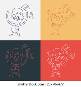 Character illustration design. Boy feeling annoyed cartoon,eps