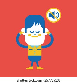 Character illustration design. Boy was prohibited to speak cartoon,eps