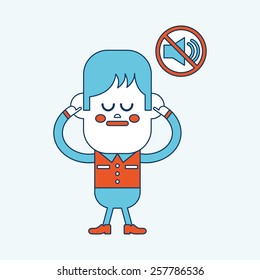 Character illustration design. Boy was prohibited to speak cartoon,eps