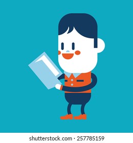 Character illustration design. Boy reading book cartoon,eps