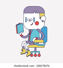 Character illustration design. Boy reading cartoon,eps