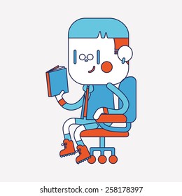 Character illustration design. Boy reading cartoon,eps