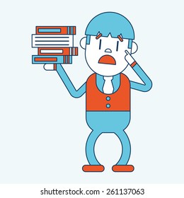 Character illustration design. Businessman busy cartoon