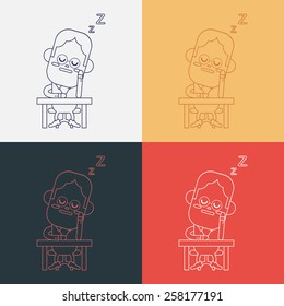 Character illustration design. Businessman dozing cartoon,eps