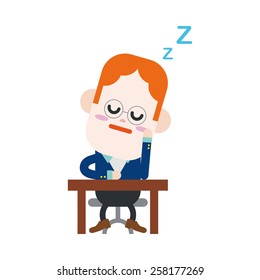 Character illustration design. Businessman dozing cartoon,eps