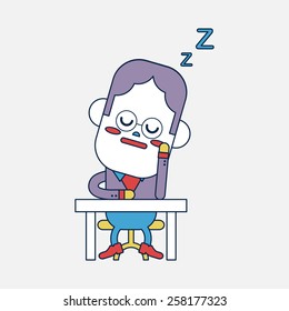 Character illustration design. Businessman dozing cartoon,eps