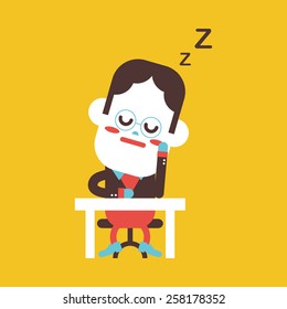 Character illustration design. Businessman dozing cartoon,eps