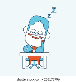 Character illustration design. Businessman dozing cartoon,eps