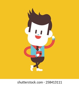 Character illustration design. Businessman drinking coffee cartoon,eps