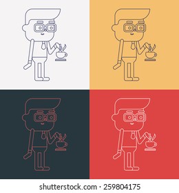 Character illustration design. Businessman drinking coffee cartoon,eps