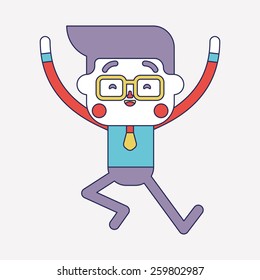 Character illustration design. Businessman joyful cartoon,eps