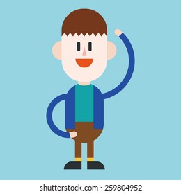 Character illustration design. Businessman joyful cartoon,eps