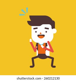Character illustration design. Businessman joyful cartoon