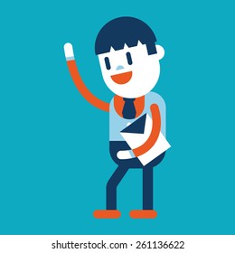 Character illustration design. Businessman joyful cartoon