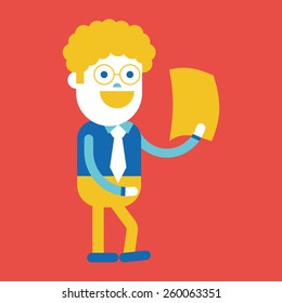Character illustration design. Businessman message cartoon
