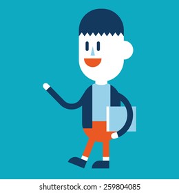 Character illustration design. Businessman reading book cartoon,eps