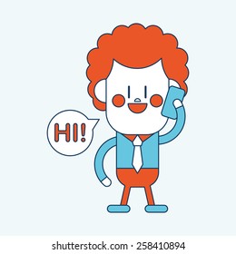 Character illustration design. Businessman using cell phone cartoon,eps