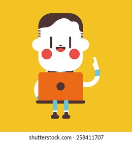 Character illustration design. Businessman using computer cartoon,eps