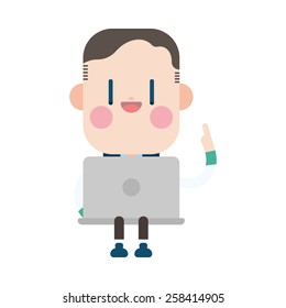 Character illustration design. Businessman using computer cartoon,eps