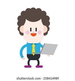 Character illustration design. Businessman using computer cartoon,eps